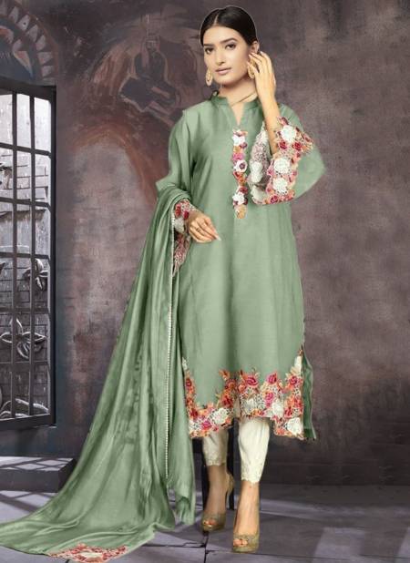 Green Colour Aga Noor New Designer Daily Wear Georgette Pakistani Suit Collection 8001